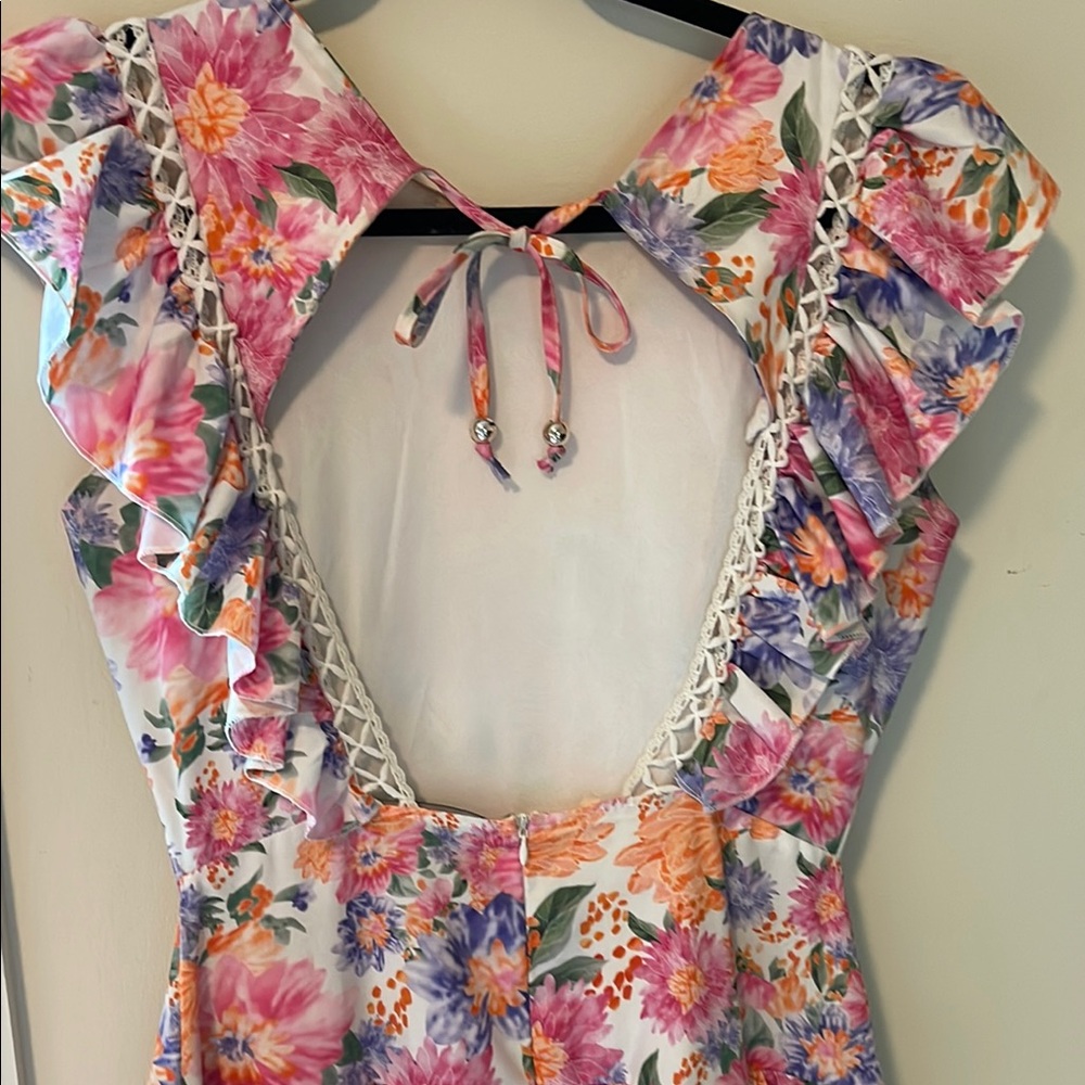 Floral Dress with Ruffle - Picture 2 of 4